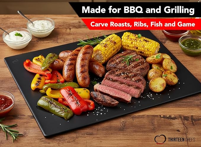 Thirteen Chefs Extra Large 24 x 18 Black Cutting Board - 1/2" Thick HDPE Plastic for Restaurants and Professional Kitchens