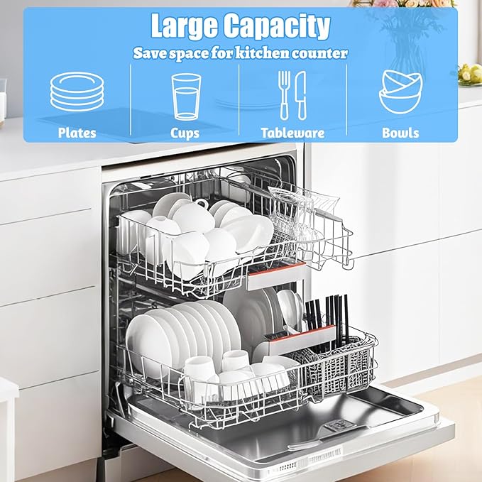 UPGRADED WD28X10384 Dishwasher Lower Rack(SS304) for General Electric GE Dishwasher Racks GLD4560N10SS GLD5660R00SS GLD5660V00SS,WD28X10165/6 WD28X10309 Lower Dishrack Assembly with Roller Wheels