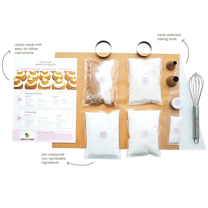 Crumble Crate - Key Lime Pie Choux au Craquelin DIY Baking Set/Kit | All pre-measured ingredients and essential baking tools, Gift Idea, Baking gift Sets