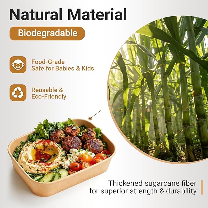 25 oz Disposable Bowls, 200 Sets Large Kraft Square Paper Bowls, Disposable Meal Prep Food Container with Sealing Lid, Microwave Safe Leakproof Serving Bowls, Perfect for Party Lunch Hot Soup