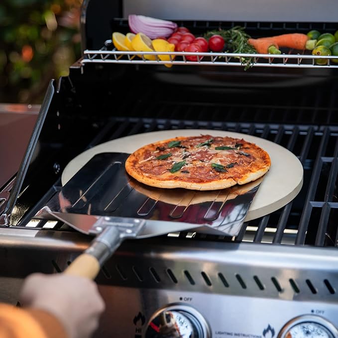 Royal Gourmet KSF1406 3-Piece Pizza Set for Grill, BBQ and Oven with 14-Inch Round Pizza Baking Stone, Peel/Shovel and Cutter, Baking Tools, Multi