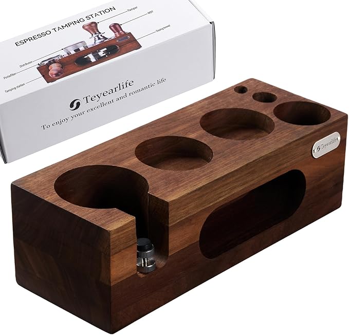 espresso tamping station called Coffee Tamper Station Fit 51 to 54mm Espresso Accessories The tamper holder Or organizer station Adjustable Portafilters Stand Height (7 IN 1)