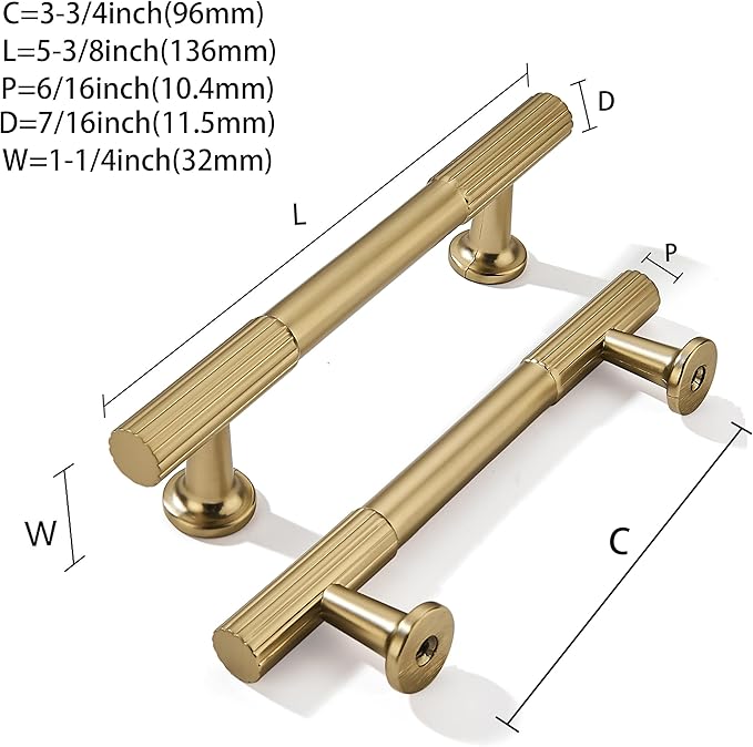 khtumeware 3-3/4 Inch Hole Center 10 Pack Champagne Bronze Heavy Duty Solid Satin Brass Cabinet Pulls, Kitchen Drawer Handles, for Dresser cabinets, cabinets