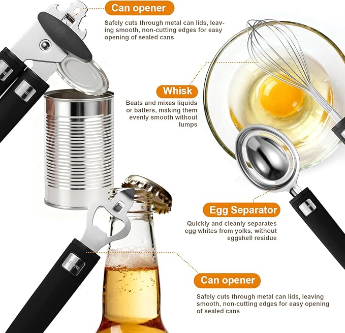 46Pcs Cooking Utensils Set - 18/10 Stainless Steel Kitchen Utensils Set, Complete Tools with Metal Kitchen Gadgets, Dishwasher Safe Spatula Set for Beginner Cooks, Apartment Dwellers, Homemakers