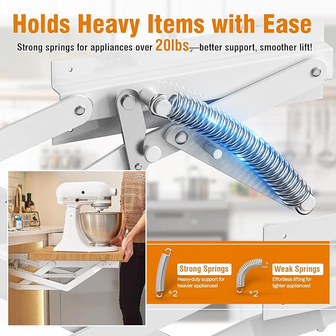 Zipcase Kitchen Appliance Lift，Mixer Lift for Cabinet with Soft-Close Holds Up to 45 lbs, Minimum Applicable Cabinet Size 20"H * 13"W*15"D
