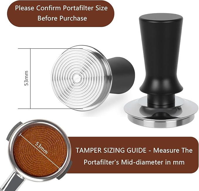 53mm Espresso Tamper Kit - Spring-loaded Coffee Tamper, Adjustable Depth Espresso Distributor Leveler, Magnetic Dosing Funnel Aluminum Metal, Reusable Puck Screen, Fit Breville 54mm Portafilters