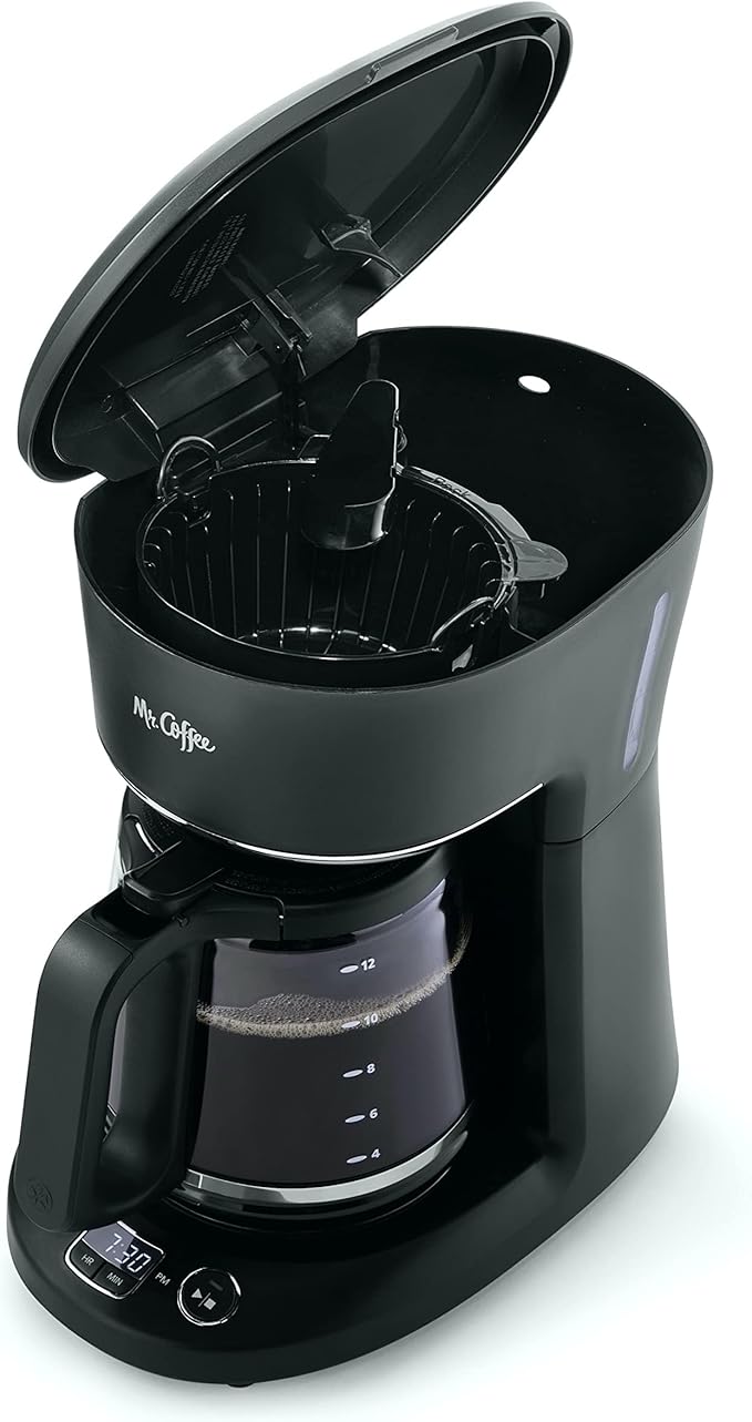 MR. COFFEE 12-Cup Programmable Coffeemaker, Brew Now or Later, Black