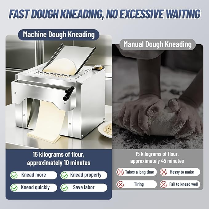 Electric Dough Roller Sheeter, Table Top Pizza Dough Press Mahcine, Commercial Press Machine,Pastry Sheeter Maker for Baking, For Making Pastries, Croissants, Pies,Cookies, Pizzas, Etc.