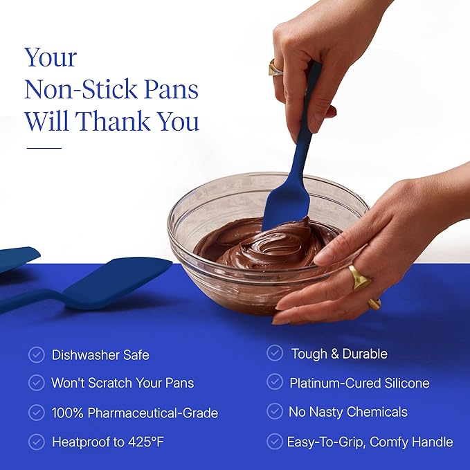 GIR: Get It Right 5-Piece Silicone Ultimate Kitchen Utensils Set - Ladle, Spatula, Flip, Spoon & Spoonula - Non-Toxic Cooking Utensils for Nonstick Cookware, Cooking and Baking - Navy