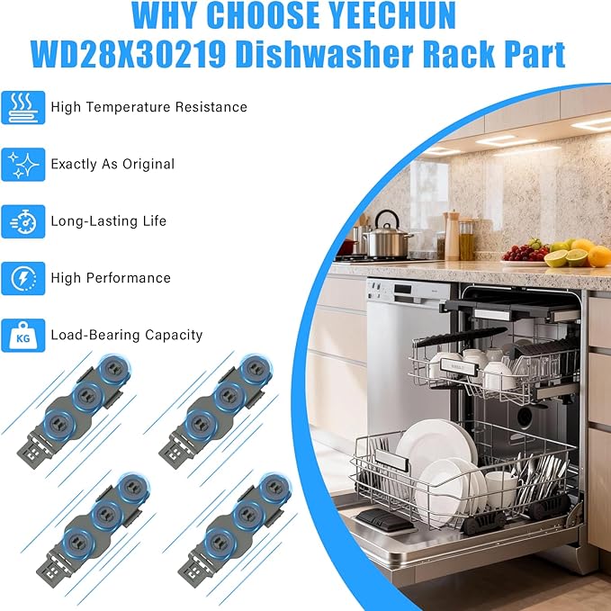 UPGRADED WD28X30219 Dishwasher Upper Rack-SS304 Compatible with General Electric GE Hotpoint Dishwasher Replacement Parts WD28X24397 WD28X23156 WD28X24421 WD28X25190 WD28X26104 Upper Dishrack Assembly