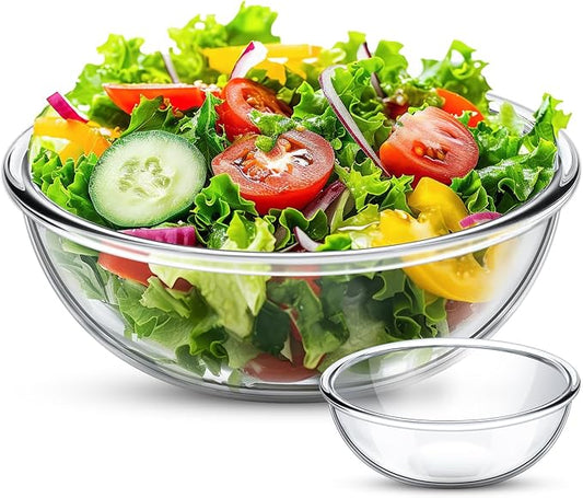 Domensi 6.5 Qt Extra Large Glass Mixing Bowls for Sourdough Bread Making Clear Glass Salad Cooking Bowls for Kitchen Salad Bread Storage, Dishwasher, Freezer, Microwave