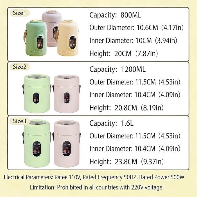 Multifunctional Health Pot, 500W Portable Mini Electric Cooker with Ceramic Glaze Inner & Steamer, Small Slow Cooker with 12-Hour Reservation, for Porridge, Rice, Soup & Steaming (1200ml-Green)