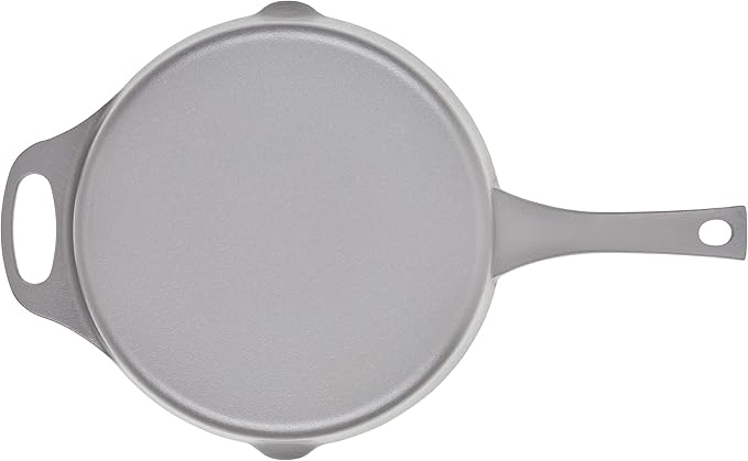 Rachael Ray NITRO Cast Iron Frying Pan/Skillet with Helper Handle and Pour Spouts, 10 Inch, Gray