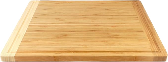 BambooMN Universal Premium Pull Out Cutting Boards - Under Counter Replacement - Designed To Fit Standard Slots - Heavy Duty Kitchen Board with Juice Groove - 20" x 18" x 0.75" - 1 Piece