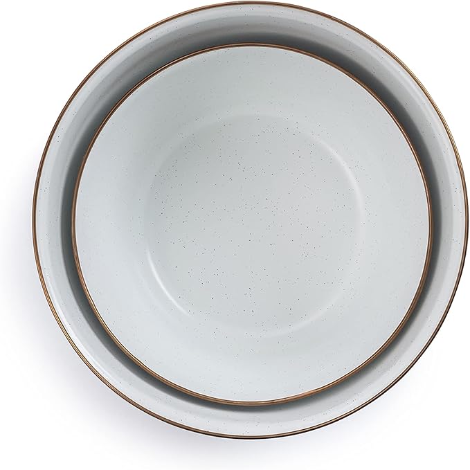 Barebones Enamel Mixing Bowl Set - Mixing Bowls, Salad Bowls, and Serving Bowls - Camping Dishes and Kitchen Essentials (Eggshell)