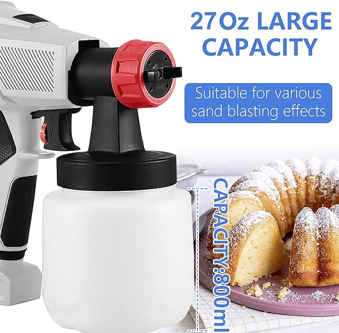 500w Dessert Chocolate Spray Gun,Electric Paint Sprayer m/700ml Bucket Cake Decor Kit Manual Baking Sandblasting Machine,3 Shapes Adjustable Chocolate Latex Paint Spraying Machie for Mousse