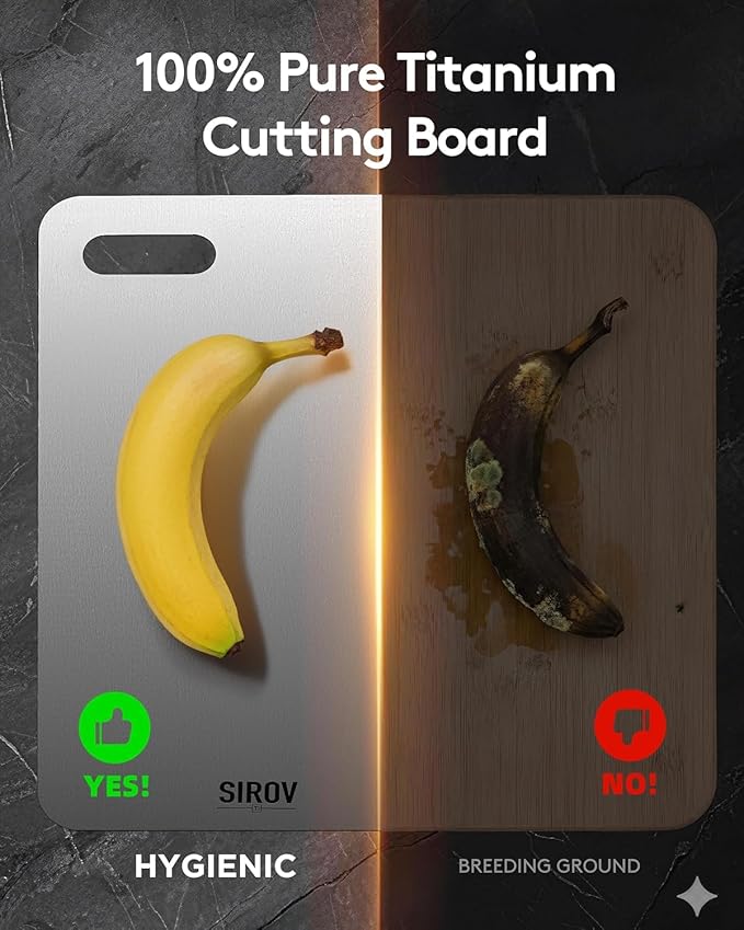Titanium Cutting Board Set of 3, Premium Pure Titanium Chopping Boards for Kitchen, Non-Toxic & Dishwasher Safe for Meat, Fruit, and Vegetables (Set of 3)-Upgraded Version