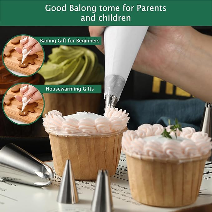 Cake Decorating Tools Supplies Kit - 274 Pieces Baking Supplies with Storage Box for Beginners - Icing Bag and Tip Set for Cupcake and Cake Icing Fondant Decorations Mint Green cake decorating kit