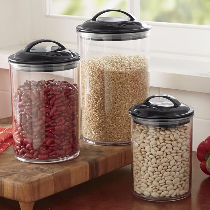 Reston Lloyd Food Storage Containers, BPA Free Airtight Canisters for Cereal, Pasta, Sugar, Coffee, Flour, Cookies, Loose Tea, for Kitchen Organization, Set of 3, Lime (Pack of 4)