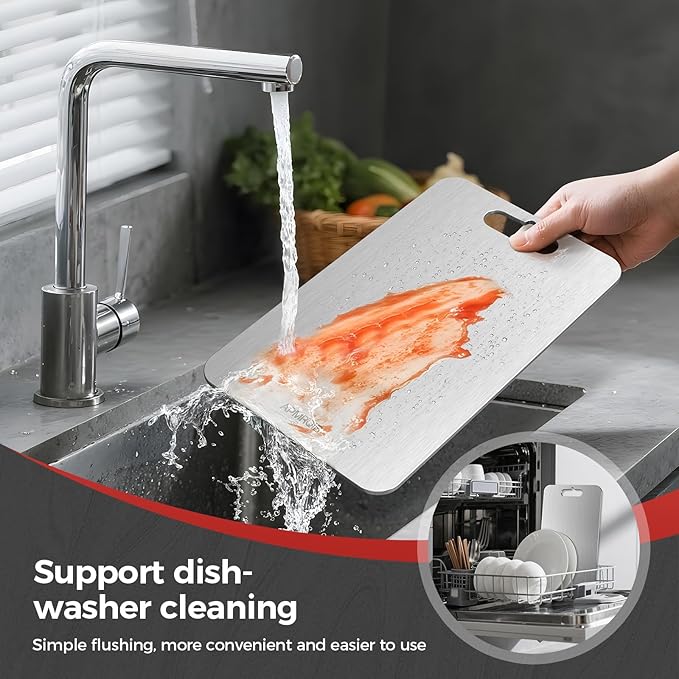 Titanium Cutting Boards for Kitchen,100% Pure Titanium Cutting Board Set of 3, Double Sided Non Toxic Cutting Board, Hygiene Durable Dishwash
