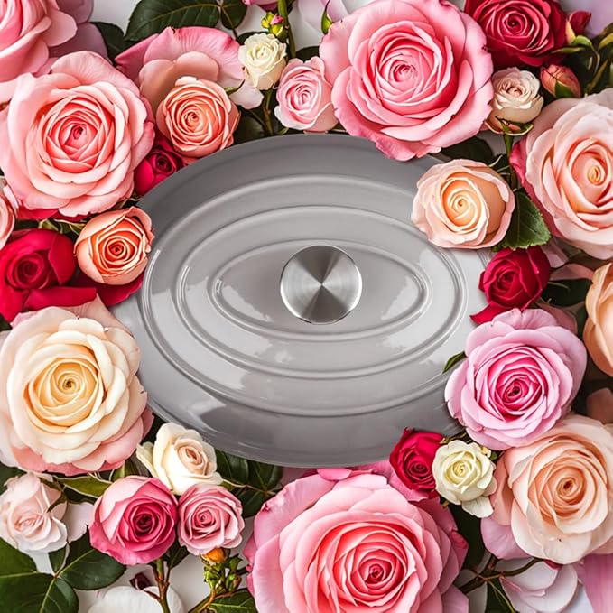 5.5 Quart Oval Enameled Cast Iron Dutch Oven Pot with Lid, Oven Safe up to 550° F & Dishwasher Safe, Sturdy Dutch Oven Cookware