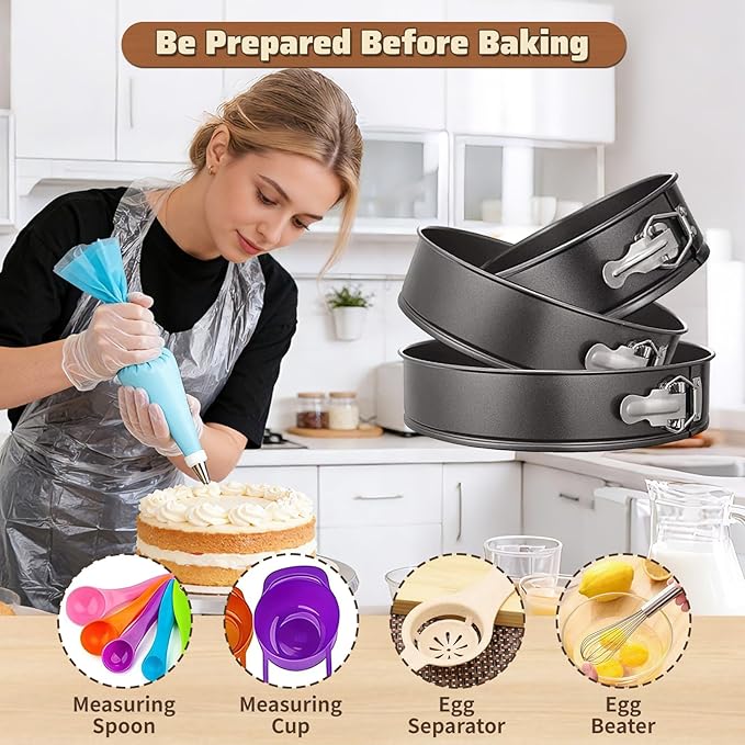720PCS Cake Decorating Kit with Baking Supplies - Cake Turntable for Decorating with Baking Pans, Leveler, 24 Numbered Piping Tips, 2 Spatulas, Fondant Tools, Video Course, Pattern Chart & More