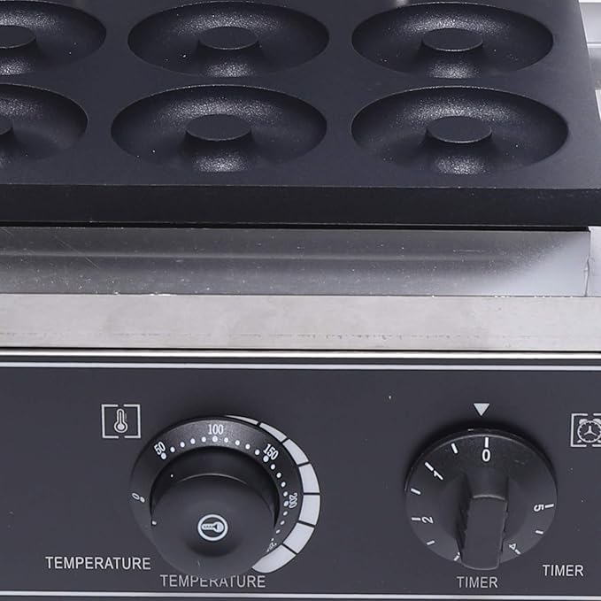 Commercial Waffle Donut Machine, 110V 1550W 6 Holes Double-Sided Non-stick Electric Doughnut Maker, Non-stick Donut MakerTeflon-Coating for Professional Kitchen