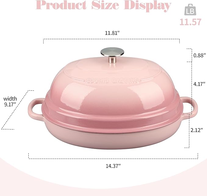 Enameled Oval Cast Iron Dutch Oven Pot with Lid, Bread Dutch Oven for Sourdough Bread Baking, Dutch Oven Bread, Bread Oven, 6QT, Pink