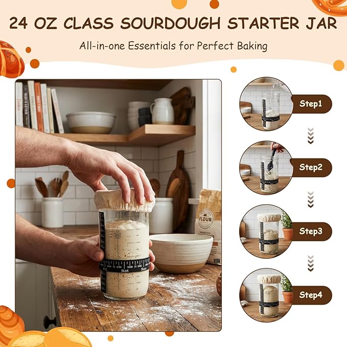 Sourdough Starter Kit Includes Round and Oval Proofing Baskets, Bread Hoops, Fermentation Jars, Dough Scrapers, Molds, and Storage Bags, A Complete Set of Bread Baking Tools (56PCS)