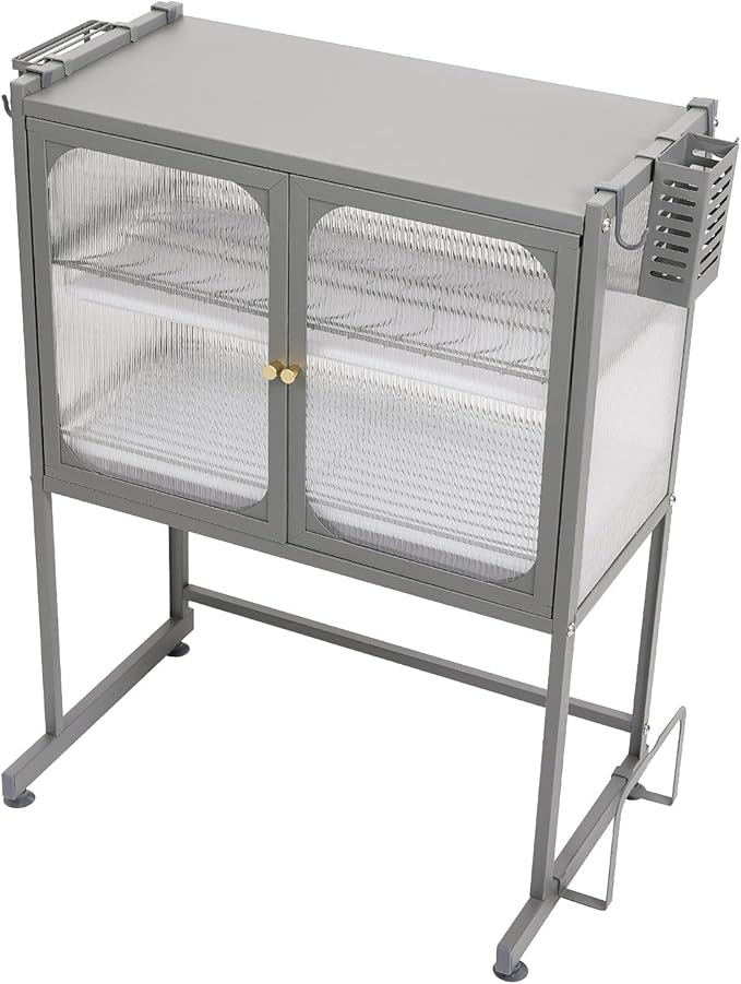 3 Tier Kitchen Countertop Microwave Oven Rack Dying Rack with Storage Cabinet Tableware Organizer Shelf with Draining Trays Knife/Chopping Board Holder Multifunctional Tableware Storage