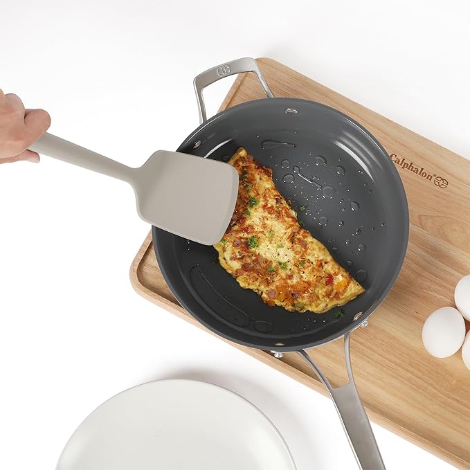 Calphalon Prime 7 Piece Sillicone and Teak Wood Kitchen Tool & Gadget Set - Taupe