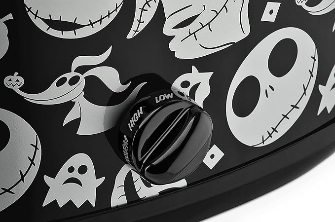 Disney The Nightmare Before Christmas Slow Cooker by Select Brands - 7-Quart Kitchen Appliance - Removable & Dishwasher-Safe Stoneware Crock - Tempered Glass Lid