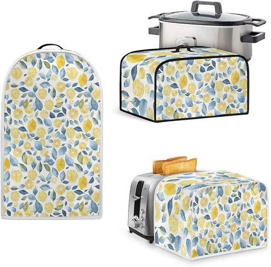 Summer Themed Toaster Covers 4 Slice Wide Slot,Lemon Blender Covers Washable Dust Cover Kitchen Appliance Slow Cooker Crock Pot Cover for Summer Decor (Yellow)