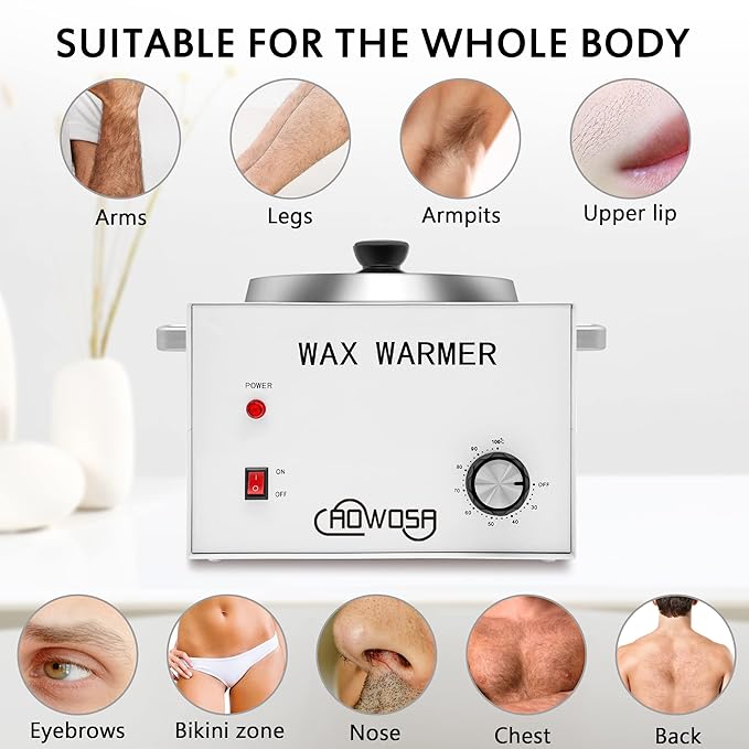 Large Single Waxing Warmer Professional 3L Electric Wax Heater Machine Hold 5.5 Lbs for Hair Removal, Large Wax Pot Paraffin Facial Skin Body SPA Salon Equipment with 100 Sticks