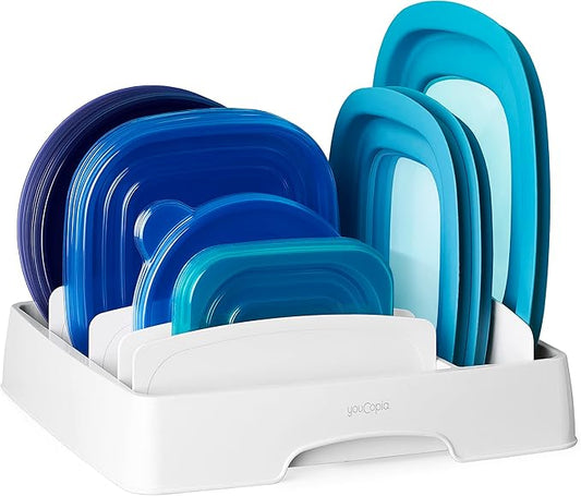YouCopia StoraLid Adjustable Food Container Lid Organizer for Kitchen Cabinet Storage, Medium Classic Edition