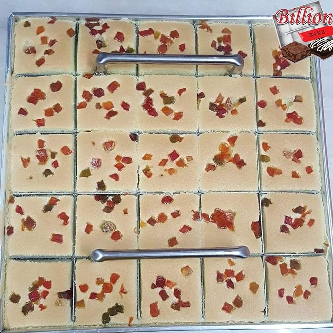 Stainless Brownie Cutter 8-12 Inch Heavy Duty Baking Pan with Slicer Ensures Perfect Crispy Edges (Cutter 12x12" 25 Pcs)