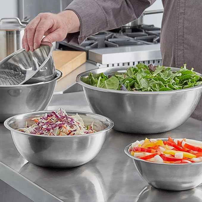 Stainless Steel 5 QT Mixing Bowl | Home & Commercial Quality | Flat Bottom | Cooking, Baking, Meal Prep [1PK]