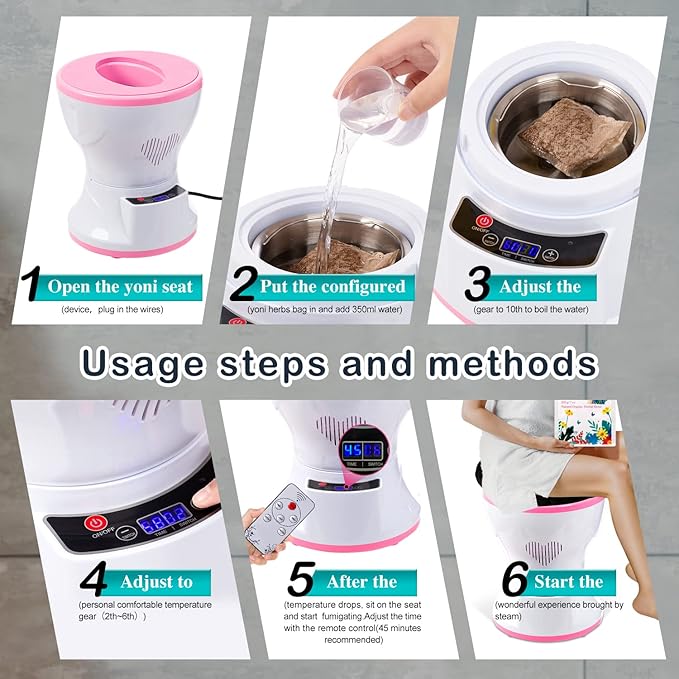 Yoni Steam Pot, Yoni Steam Kit, Yoni steamer, V Steam With 20 Bags Yoni Herbs, Yoni Seat for Women Cleaning, Ph Balance, Postpartum Care and more