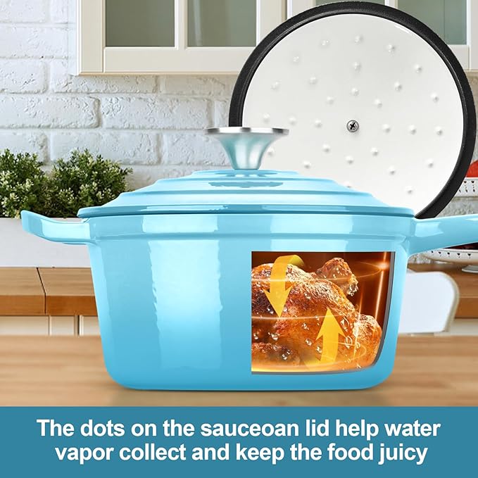 HaSteeL 1 QT Cast Iron Enamel Saucepan - Blue