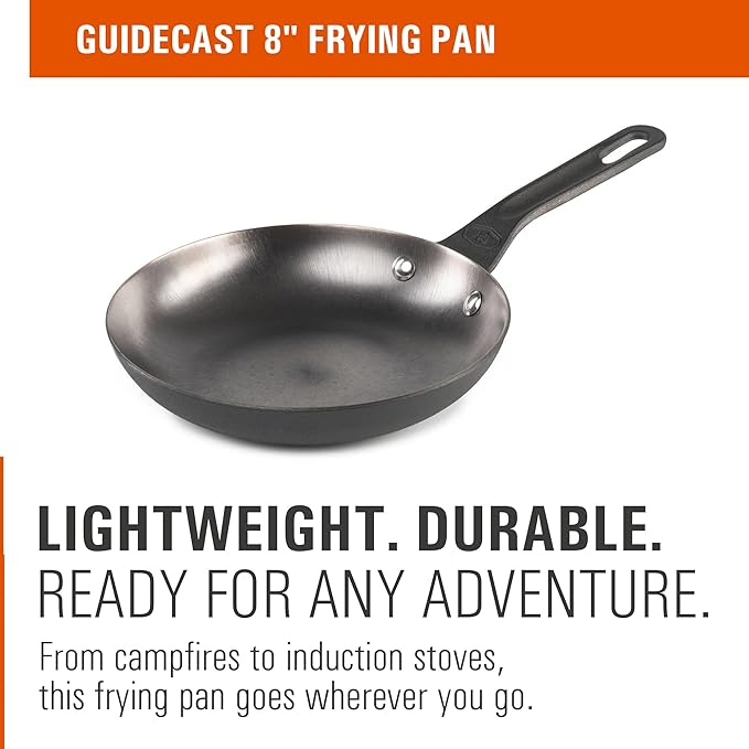 GSI Outdoors Guidecast 8” Frypan I Cast Iron, Lightweight, Gourmet Frying Pan, Camp Cookware