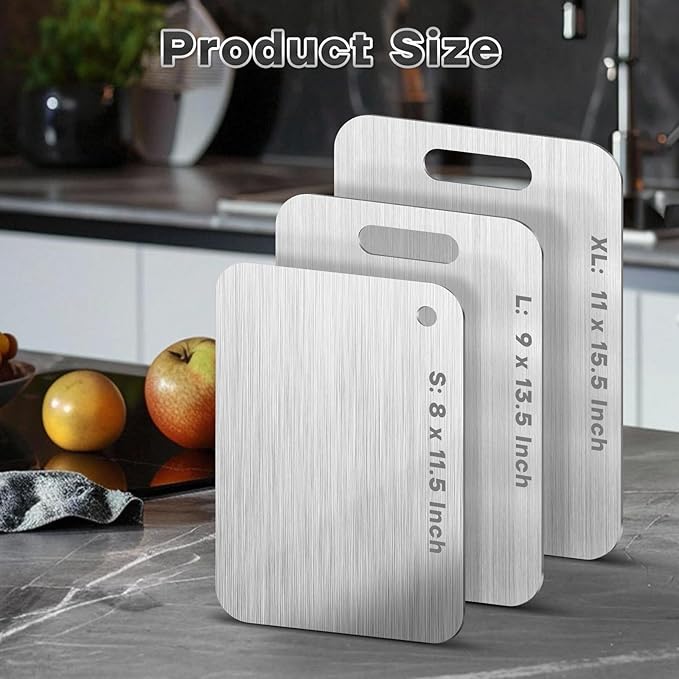 Katuchef Titanium Cutting Boards for Kitchen 100% Pure Ti Katu chef Titanium Cutting Board set Double Sided Non Toxic Titanware Chopping Board,Durable Dishwasher Safe Cutting Boards(1PC-S-8x11.5In)