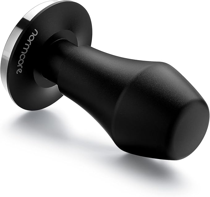 Normcore 45.5mm Spring Loaded Coffee Tamper V4 Fits Flair Pro, Pro 2, 304 Stainless Steel Flat Base, Ergonomic Anodized Aluminum Handle, Black