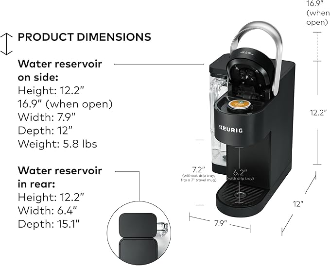 Keurig K-Supreme SMART Coffee Maker, MultiStream Technology, Brews 6-12oz Cup Sizes, Black