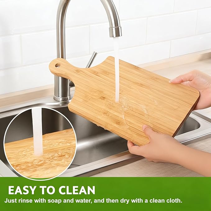 12 Pcs Thicken Bamboo Wooden Cutting Board with Handle,11x5 Inch Hanging Charcuterie Boards Unfinished Wood Cutting Board Blanks Bulk for Crafts,Laser Engraving Wedding Mother's Day Housewarming Gift
