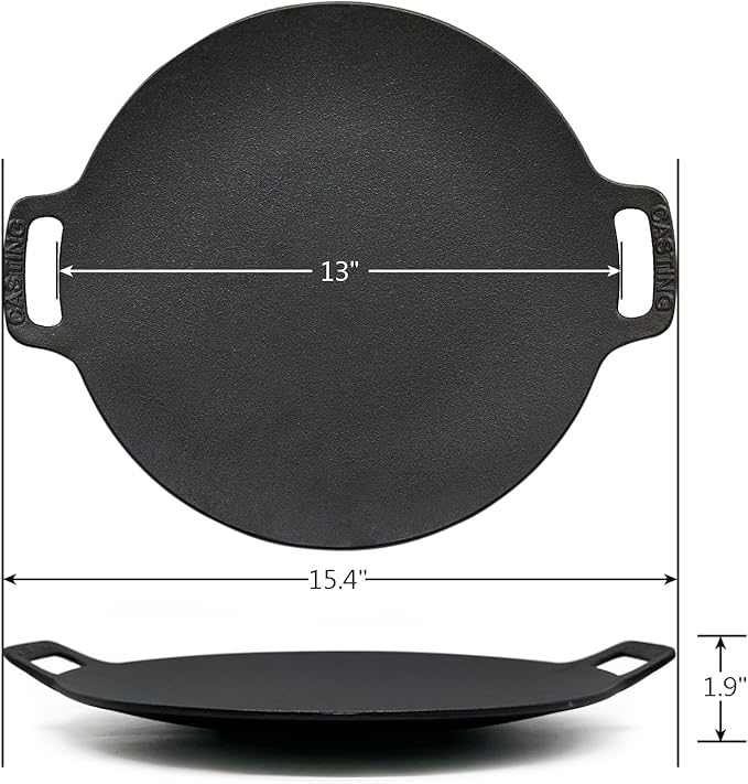 13-Inch Korean BBQ Grill Pan, Cast Iron Griddle for Indoor and Outdoor Stovetop Use