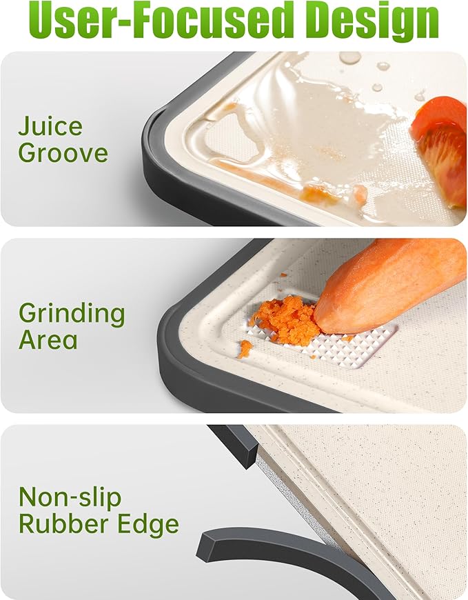 Stainless Steel Cutting Boards for Kitchen, Non Toxic 2-in-1 Cutting Board Double Sided, Food Grade Chopping Boards for Fresh Meat Vegetable, Easy to Clean Large Size 16”×11”