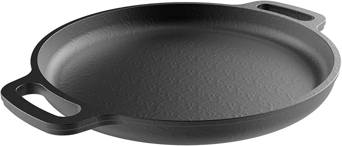 Cast Iron Pizza Pan-13.25 Pre-Seasoned Skillet for Cooking, Baking, Grilling-Durable, Long Lasting, Even-Heating Kitchen Cookware by Classic Cuisine, (82-KIT1089)