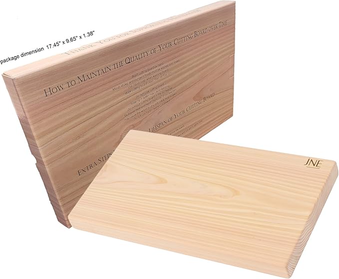 Hinoki Cypress Reversible Wood Cutting Board, 17.3" x 9.5" x1", Chopping Board, Butcher Board, Serving Board, Solid Single Piece, No Joint, No Glue | Holiday Gift