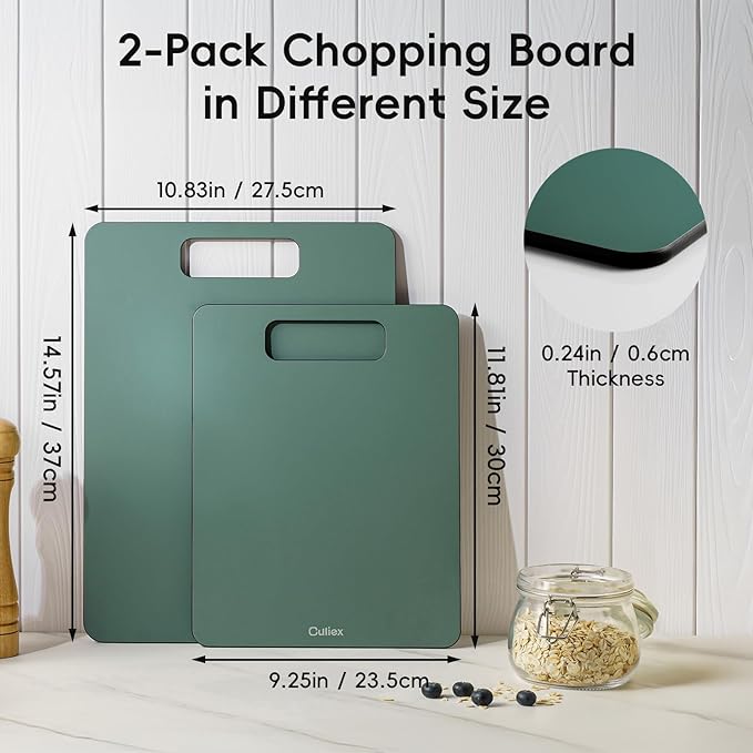 Wood Fiber Cutting Board Set of 2, Composite Cutting Board for Kitchen, Dishwasher Safe, Non-Toxic, BPA Free, Non-Slip, High Density Chopping Board for Meat Vegetables Fruits