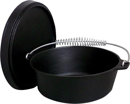 King Kooker 20 Quart Pre-Seasoned Cast Iron Dutch Oven with Lid and Wire Bail Handle- Great for Gumbo, Jambalaya, Chili, Soup and Stew